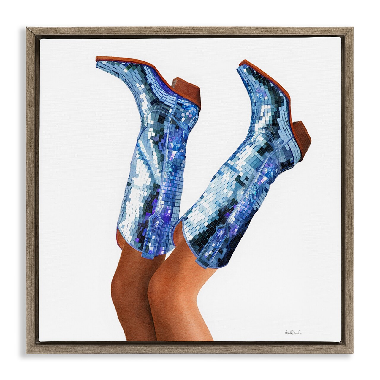 Stupell Industries Blue Glam Cowgirl Boots Floating Frame Design by Amanda Greenwood